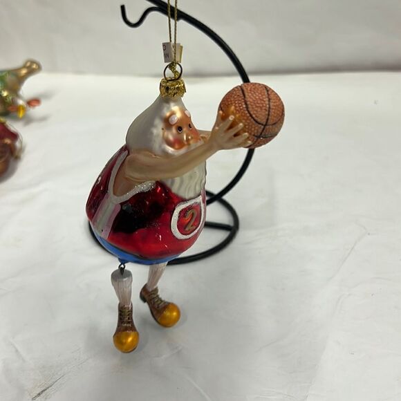 Vintage Glass Santa Basketball player ornament - Picture 1 of 6